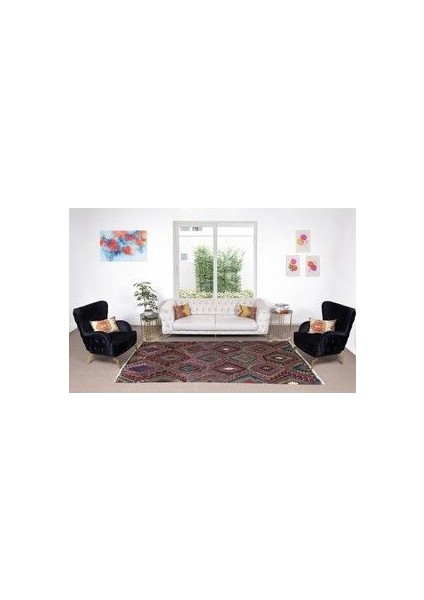 160X314 cm El Dokuması Yünden Yapılmış Dekoraif Kilim, Eski Geometrik Desenli Kilim fiyatları