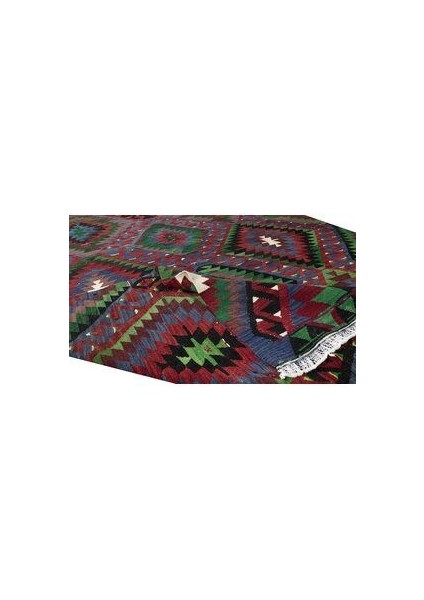 160X314 cm El Dokuması Yünden Yapılmış Dekoraif Kilim, Eski Geometrik Desenli Kilim modelleri