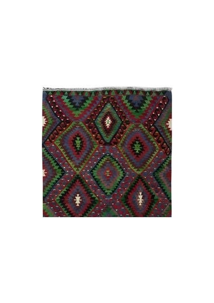 160X314 cm El Dokuması Yünden Yapılmış Dekoraif Kilim, Eski Geometrik Desenli Kilim fırsatları