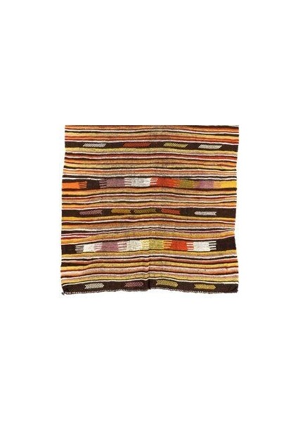 160X305 cm Çok Renkli Eski El Yapımı Kilim, Düz Dokuma %100 Yün Kilim