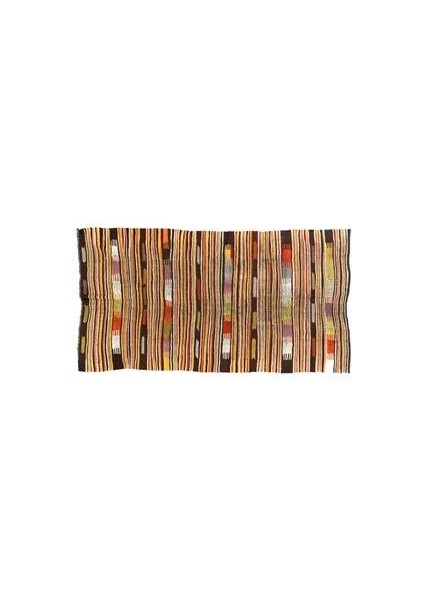 160X305 cm Çok Renkli Eski El Yapımı Kilim, Düz Dokuma %100 Yün Kilim
