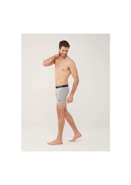 U.s. Polo Assn Erkek Beyaz 3'lü Uzun Paça/kırmızı-Lacivert-Gri Melanj Boxer 80454 fırsatları