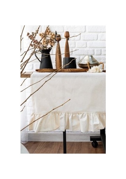 Runner Naturel Keten Fırfırlı Vintage 40X110 cm fiyatları