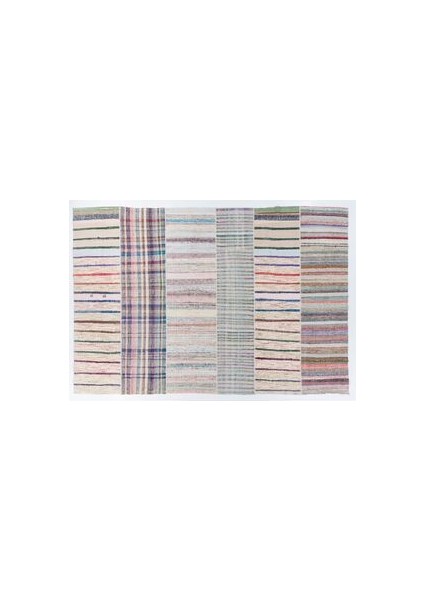 370X534 cm Eski Pamuklu Kilim, El dokuması Çaput. Çizgili Kilim. Özel Seçenekler Mevcuttur fırsatları