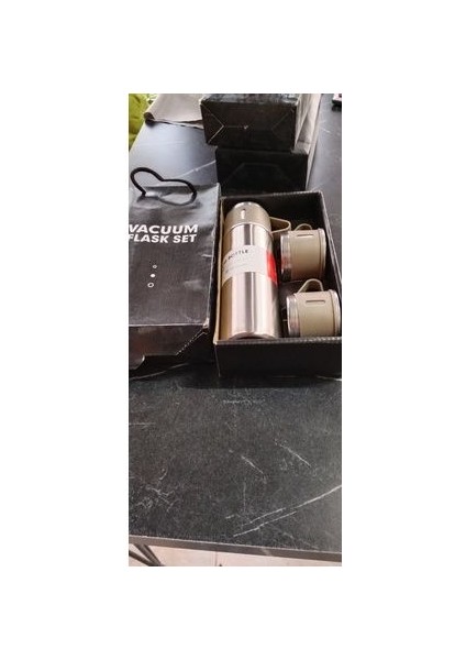 3 Bardaklı Termos Paslanmaz Çelik