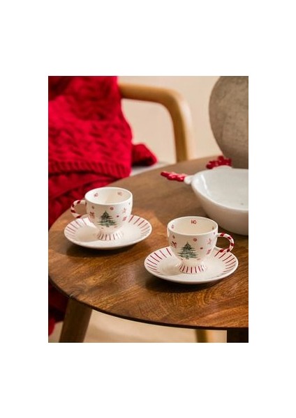 Lcw Home Karışık Baskılı Yılbaşı Temalı 2 Kişilik Seramik Kahve Fincan Takımı 100 ml