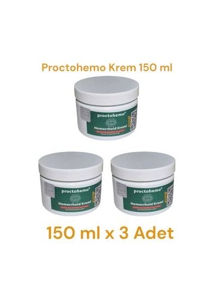 Proctohemo Krem 150 ml - Hemorrhoid Cream x 3 Adet