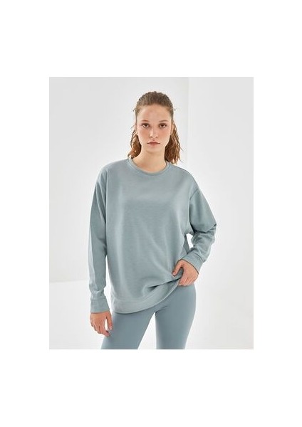 Lcwk Bisiklet Yaka Oversize Kadın Sweatshirt