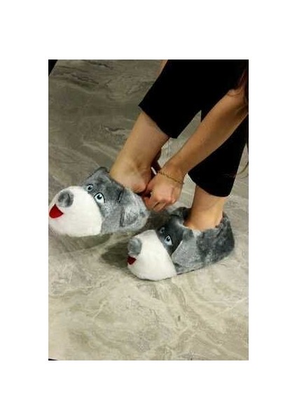 Köpek Figürlü Peluş Panduf Ev Pandufu Unisex Köpekli Panduf