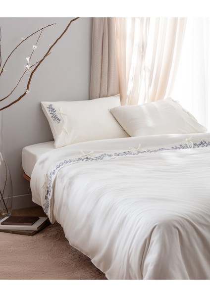 Relief King Size %100 Pamuk Bağlamalı Nevresim Takımı - Ekru/Lacivert modelleri
