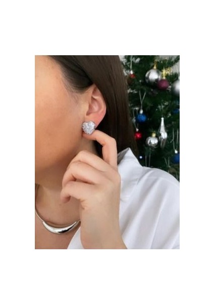 Zirkon Taşlı Kalp Küpe modelleri