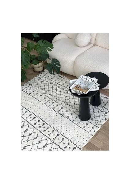 Polly Gri Halı Krem Halı İskandinav Tarz Halı Peluş Halı Geometrik Desen Yumuşak Halı Salon Halısı Koridor Halısı Yatak Odası Halısı Spor Saçaklı fiyatları