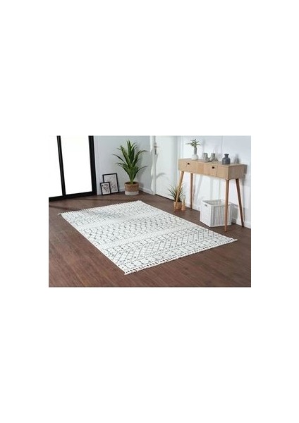 Polly Gri Halı Krem Halı İskandinav Tarz Halı Peluş Halı Geometrik Desen Yumuşak Halı Salon Halısı Koridor Halısı Yatak Odası Halısı Spor Saçaklı indirimleri
