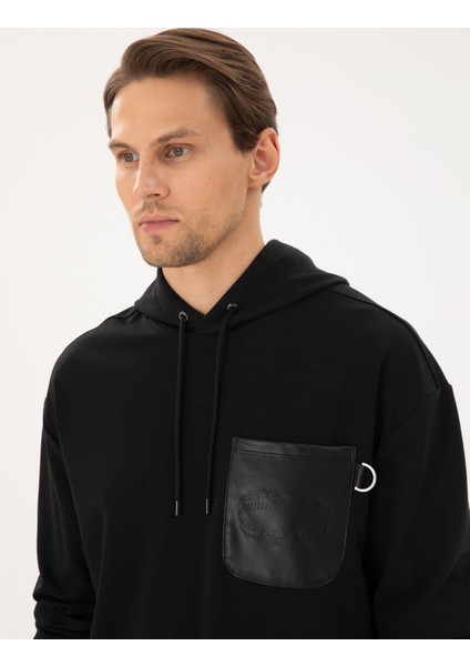 Erkek Siyah Comfort Fit Sweatshirt 50290615-VR046 fiyatları