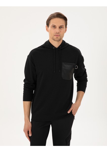 Erkek Siyah Comfort Fit Sweatshirt 50290615-VR046 modelleri