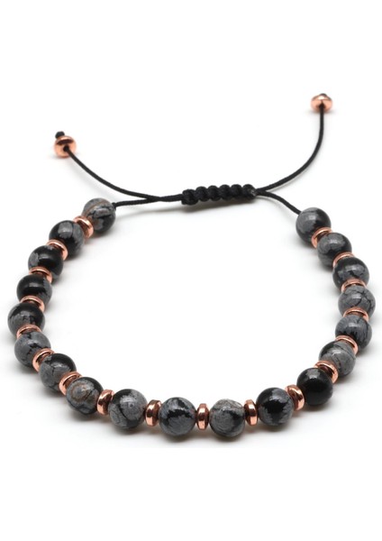 Karlı Obsidyen Doğal Taş Makrome Örme Bileklik Küre Kesim fiyatları