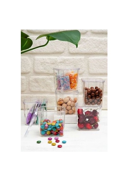 6lı Kapaklı Saklama Kutusu Seti Dolap Düzenleyici Şeffaf