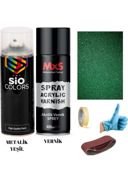 Jant Spolier Motor Metalik Akrilik Vernik Sprey Boya 400 ml + Zımpara Kağıt Bant Eldiven
