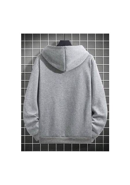 Kimseye Güvenme Ön Baskılı Gri Kapüşonlu Sweatshirt fiyatları