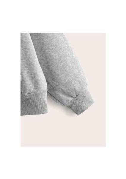 Kimseye Güvenme Ön Baskılı Gri Kapüşonlu Sweatshirt modelleri