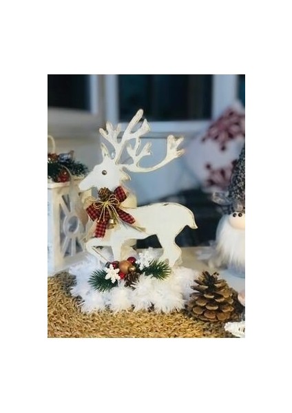 Dekoratif Ren Geyiği, Yılbaşı Süsü, Ahşap Boyama Noel Süsü fiyatları