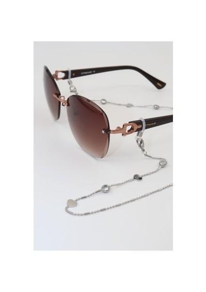 Çelik Gümüş. Kristal Taşlı Kadın Gözlük Zinciri. Özel Tasarım Steel. Gözlük Ipi. Gözlük Askısı. fırsatları