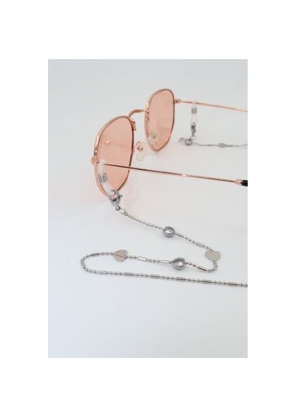 Çelik Gümüş. Kristal Taşlı Kadın Gözlük Zinciri. Özel Tasarım Steel. Gözlük Ipi. Gözlük Askısı. indirimleri