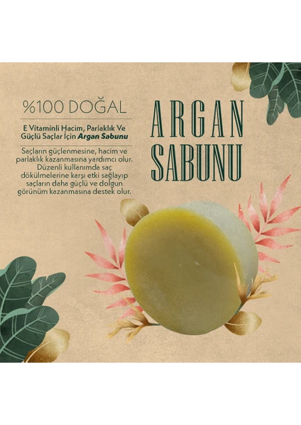 E Vitaminli Hacim, Parlaklık ve Güçlü Saçlar Için Argan Sabunu