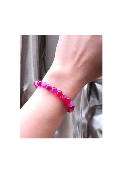 Pembe Akik Taşı Bileklik 8 mm modelleri