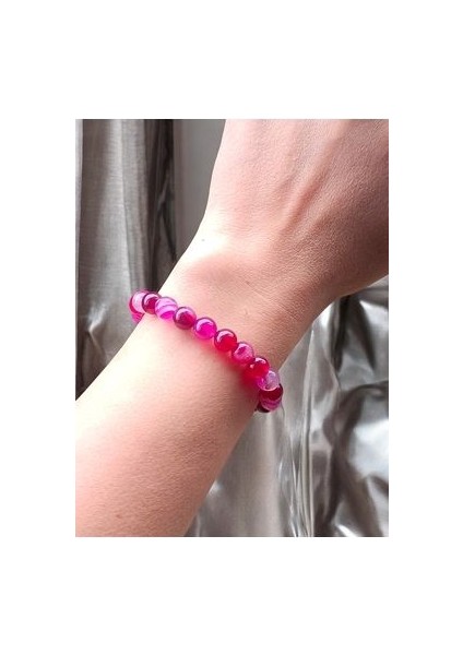 Pembe Akik Taşı Bileklik 8 mm indirimleri