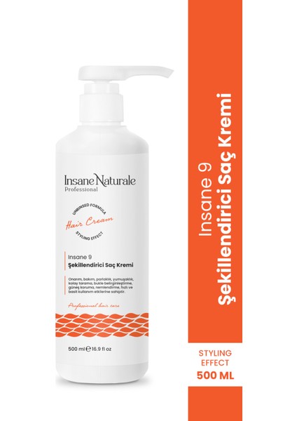 Şekillendirici, Bukle Belirginleştirici Saç Bakım ve Onarım Kremi - Saç Kremi (Insane 9)500 ml