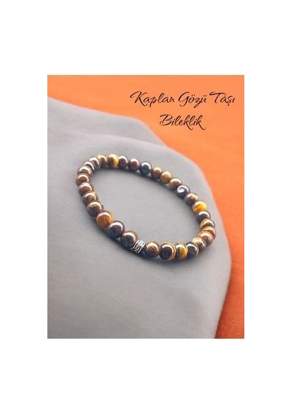 Doğal Taş Kaplan Gözü Taşı Bileklik 6 mm