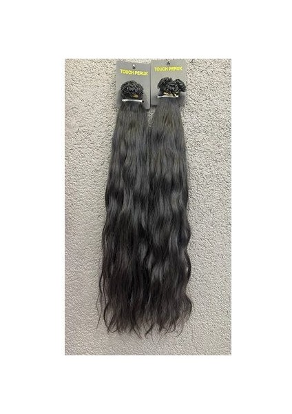 Siyah 65CM Gerçek Mikro Kaynak Saç Keratin 200 Adet