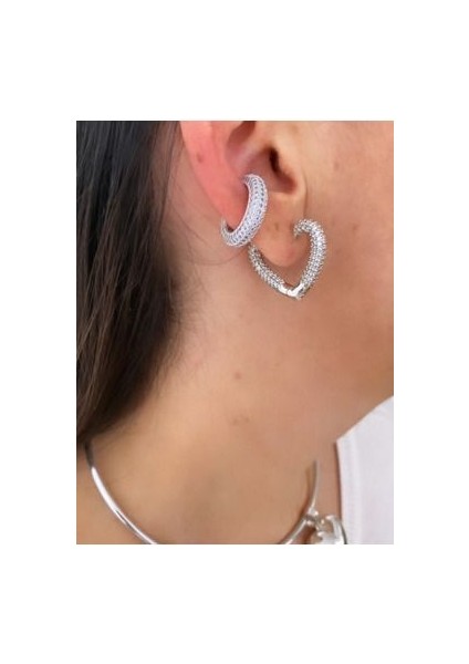 Zirkon Taşlı Kalp Küpe