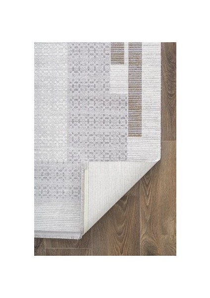 Telve Gri Halı Vizon Bambu Tarz Modern Yumuşak Akrilik Dokuma Çerçeveli Halı Salon Halısı Oturma Odası Halısı