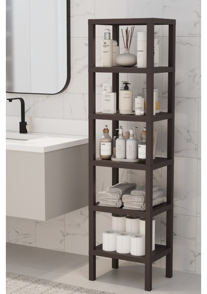 Mithra Life 6 Katlı Plastik Kahverengi Banyo Mutfak Rafı MIT1048