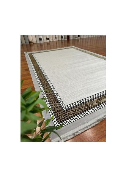 Telve Gri Bambu Tarz Modern Yumuşak Akrilik Dokuma Gold Halı Çerçeveli Desenli Halı Salon Halısı Oturma Halısı fiyatları