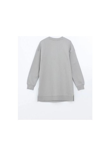 Lcw Modest Gri Bisiklet Yaka Baskılı Kadın Sweatshirt Tunik fırsatları