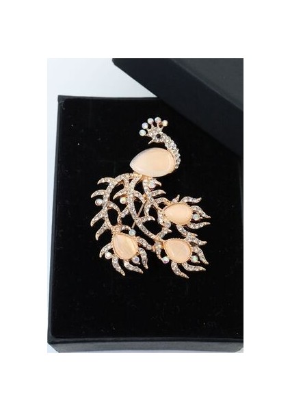 Tavus Kuşu Broş. Kristal Taşlı Tasarım Broş. Gold Renk Broş. Yaka Iğnesi Broş. Kadın Broş. Broş. fiyatları