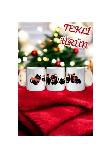 Yılbaşı Klasik Kedi Kupa Bardak Mug