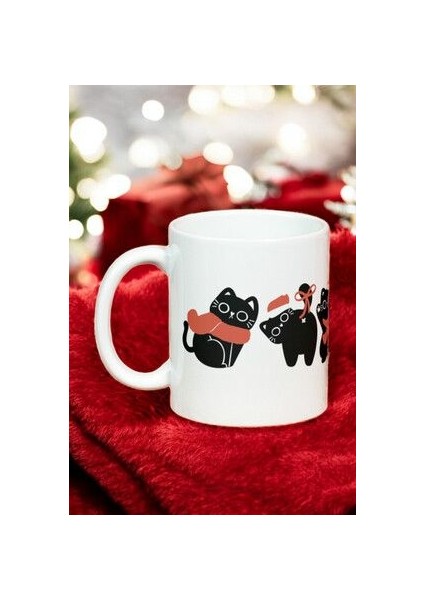 Yılbaşı Klasik Kedi Kupa Bardak Mug