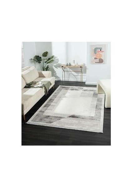 Dream Gri Halı Antrasit Geometrik Detaylı Akrilik Tozuaz Modern Salon Halısı Yatak Odası fiyatları