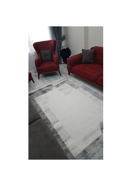 Dream Gri Halı Antrasit Geometrik Detaylı Akrilik Tozuaz Modern Salon Halısı Yatak Odası modelleri