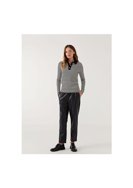 Polo Yaka Çizgili Kadın Body Lcw Modest fiyatları