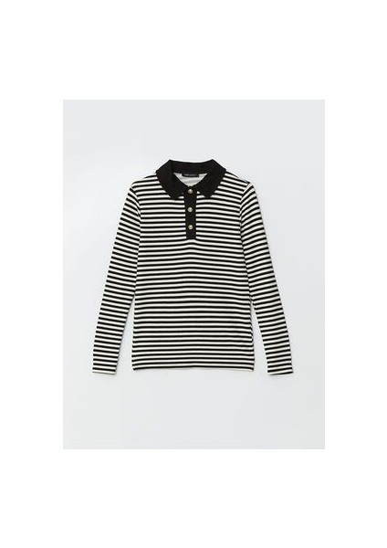 Polo Yaka Çizgili Kadın Body Lcw Modest indirimleri