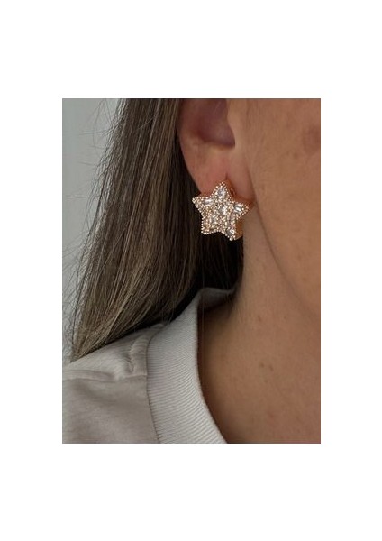Zirkon Taşlı Yıldız Küpe