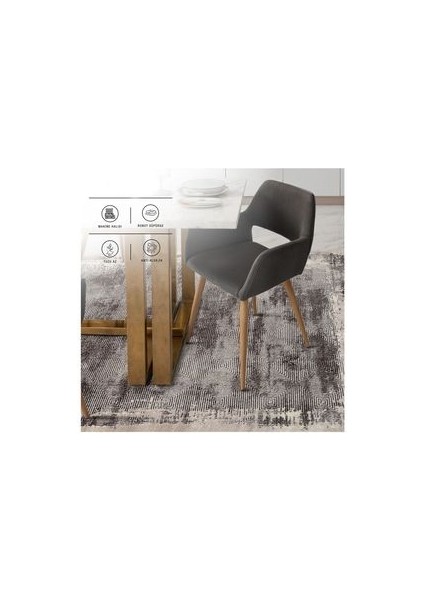 Dream Antrasit Halı Geometrik Eskitme Detaylı Akrilik Tozuaz Modern Salon Halısı ve Koridor Halısı fiyatları