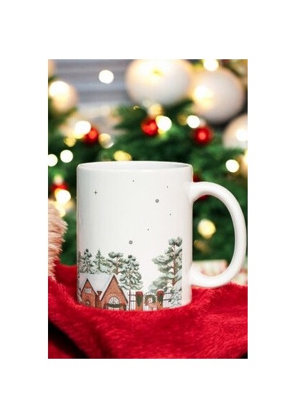 Yılbaşı Klasik Çam Ağacı Ev Kupa Bardak Mug