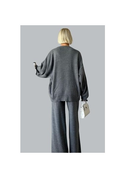 Kadın Gül Detaylı Kazak Pantolon Alt Üst Ikili Triko Takım fiyatları