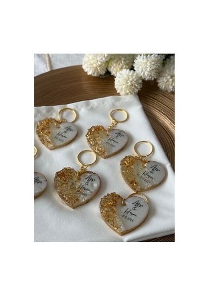 Taşlı Kalpli Anahtarlık 30 Adet modelleri